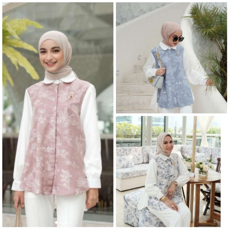 (Stok Ready) TDJ Bloom Shirt by Vanilla Hijab | TDJ Charm Blouse | TDJ Bloom Blouse by Vanilla Hijab