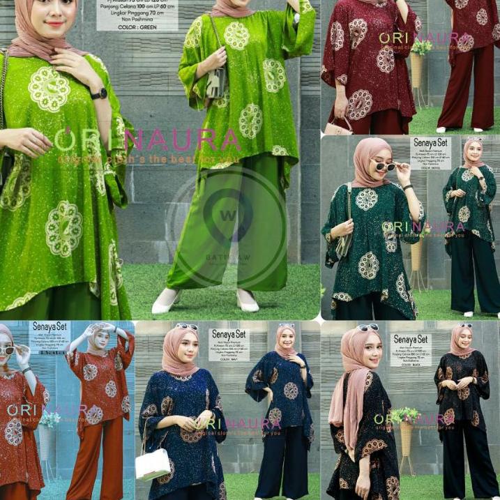Sale Terbatas Setelan Jumbo Senaya Set Waka Waka Motif Bunga Ori Naura Size Jumbo Busui Resleting Ra