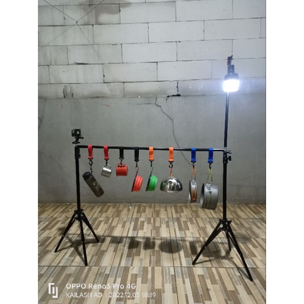 Hanging Rack Camping Portable Multi Fungsi Tiang Lampu/Tiang Infus/Tripod Kamera/Hanging Rack Perabot Camping