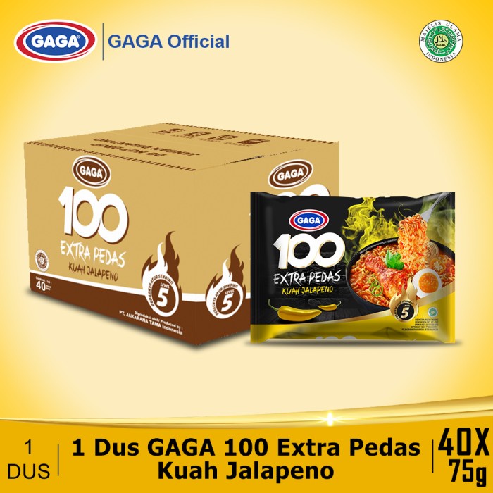 

GAGA 100 Extra Pedas Kuah Jalapeno 75gr (1dus = 40 pcs harga grosir)