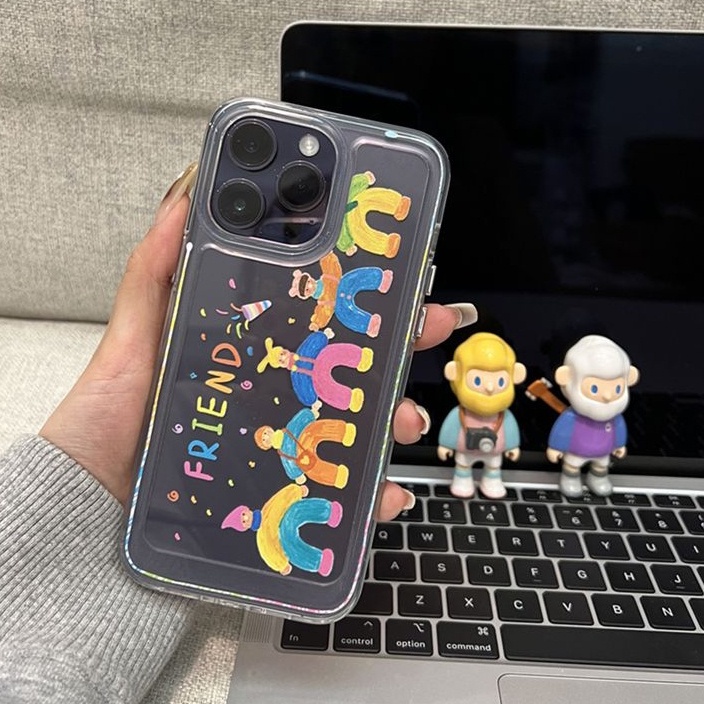 IPHONE Cute Rainbow People Shockproof Soft Phone Case Kompatibel Untuk Iphone14 13 11 12 Pro XS Max X XR 78 6 6S Plus Casing Transparan TPU Cover