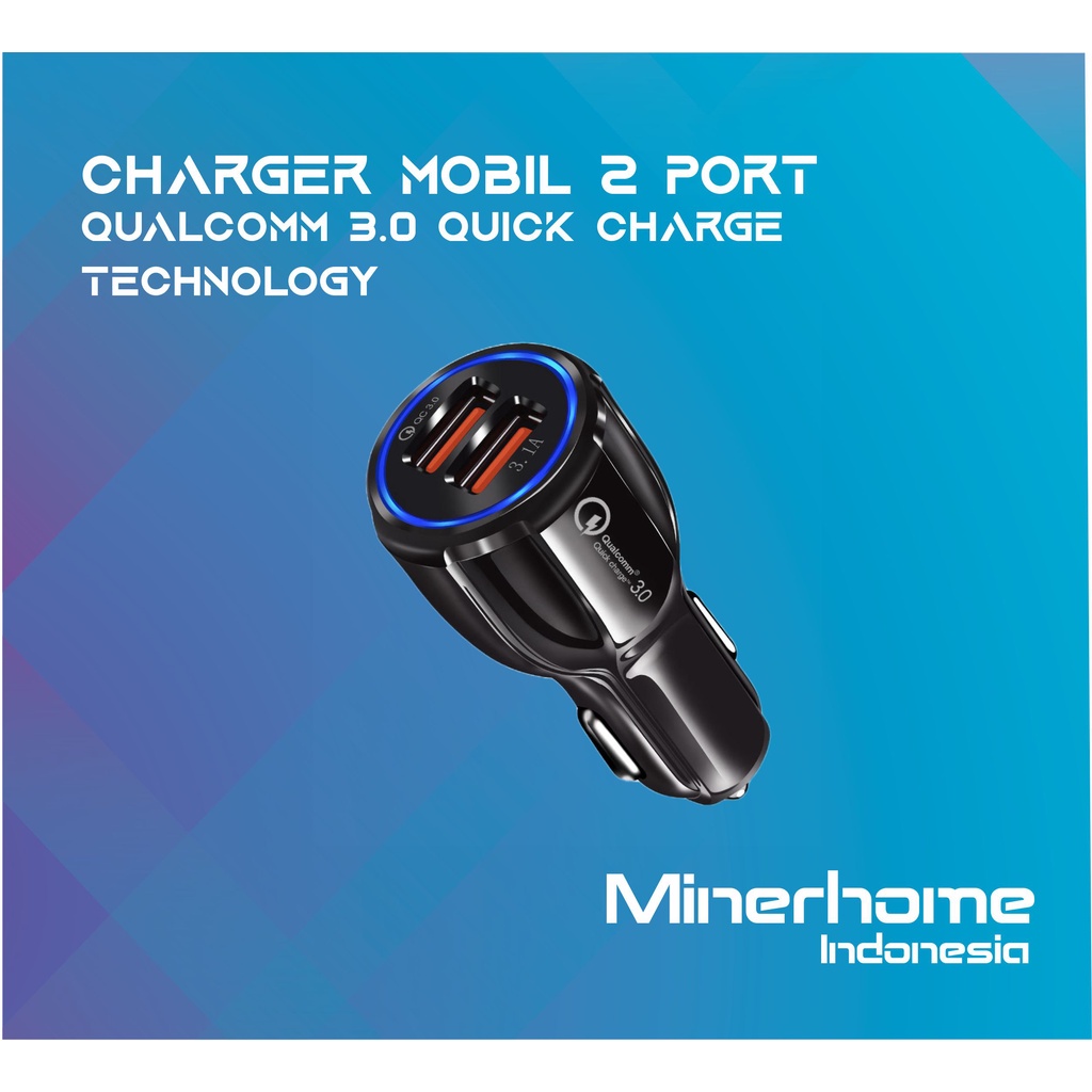 Adapter Charger Mobil 2 Port USB Fast Charging Qualcomm 3.0