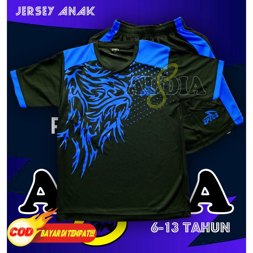 [COD] Jersey Olahraga Junior Anak-anak Specs Usia 6-13 Tahun Baju Bola Jersey Futsal Badminton Volly