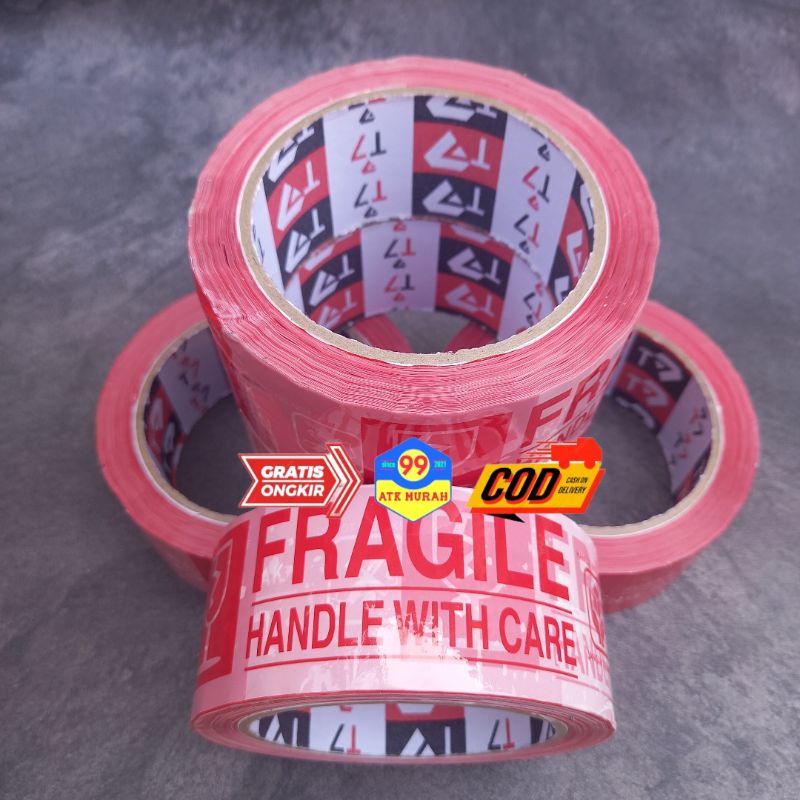 (FRAGILE 100 Y) Lakban jangan dibanting/lakban opp/isolasi perekat