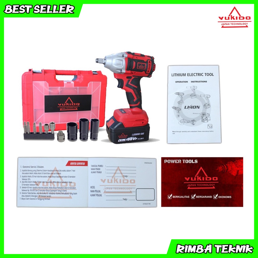 YUKIDO 48V IMPACT WRENCH CORDLESS - Mesin Impact Wrench Baterai Charger Pembuka Baut Buka Baut YUKIDO