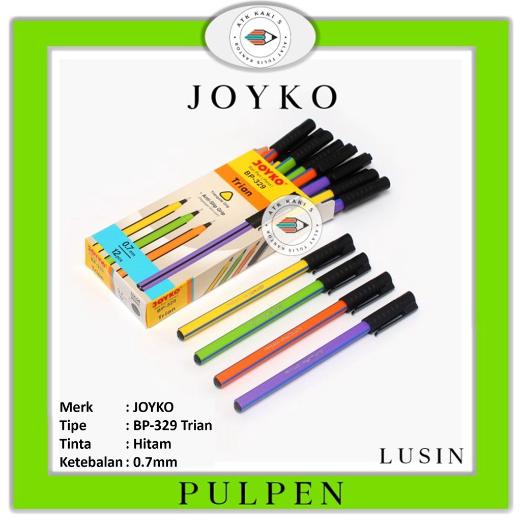 

JOYKO - Pulpen Ball Pen - BP - 329 Trian Hitam - 0.7mm - Lusin