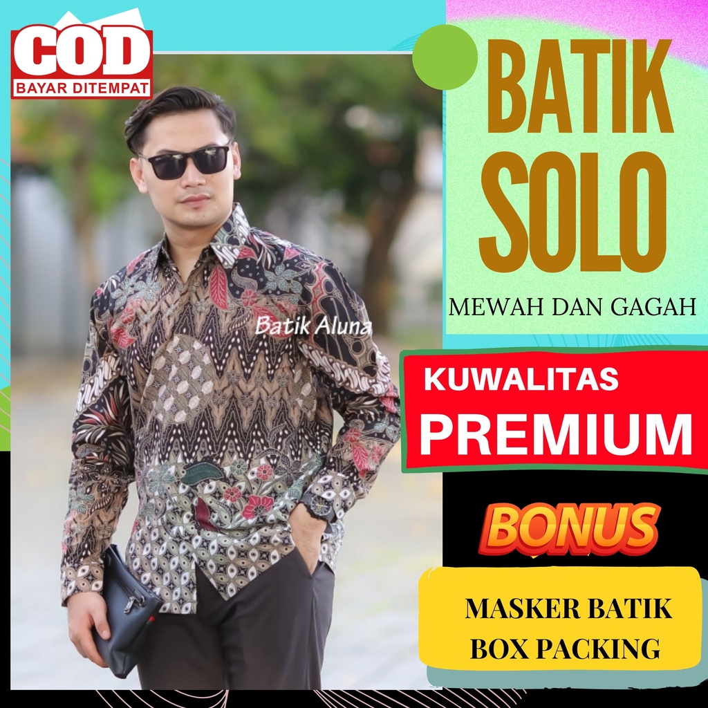 Atasan Kemeja Baju Batik Aluna Pria Lengan Panjang Premium Furing Reguler Fit Baju Cowok Moderen Ori