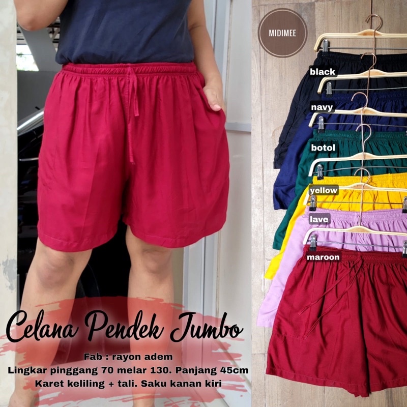 CELANA PENDEK SUPER JUMBO BAHAN RAYON FIT TO  4XL MUAT DIATAS 100KG