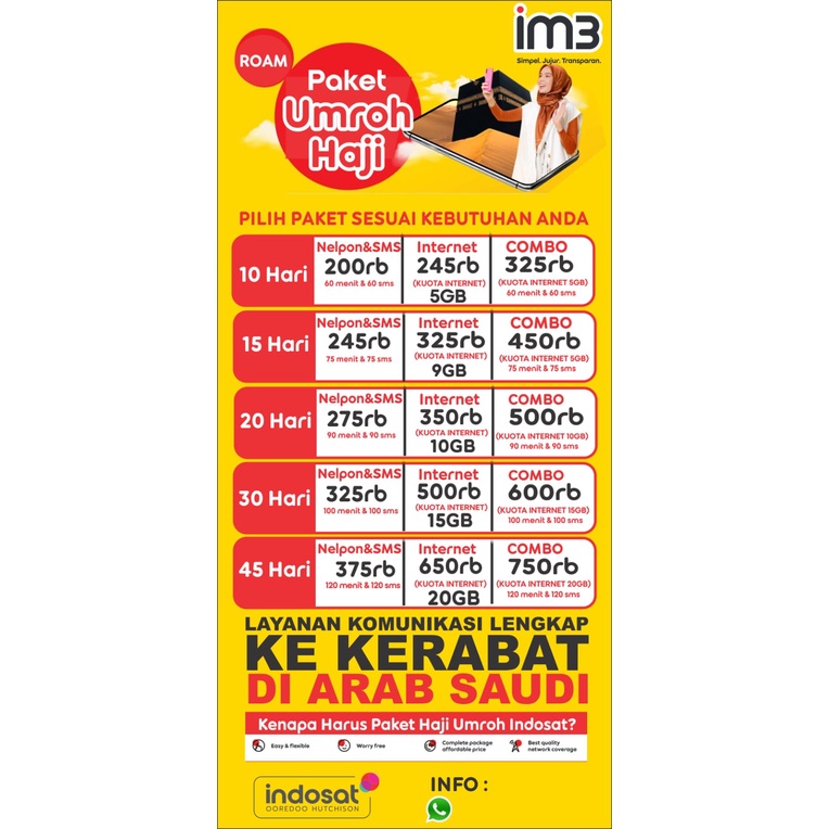 INDOSAT ROAMING UMROH TELEPON DAN INTERNET