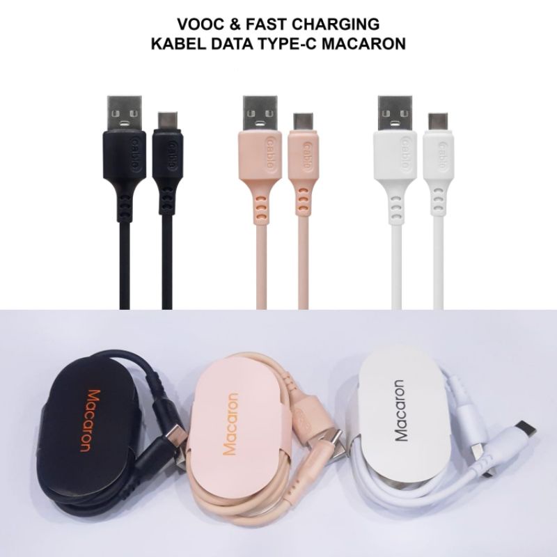 KABEL CHARGER TYPE C MACARON 2A FAST CHARGING KABEL DATA MACARON TYPE C WARNA RANDOM