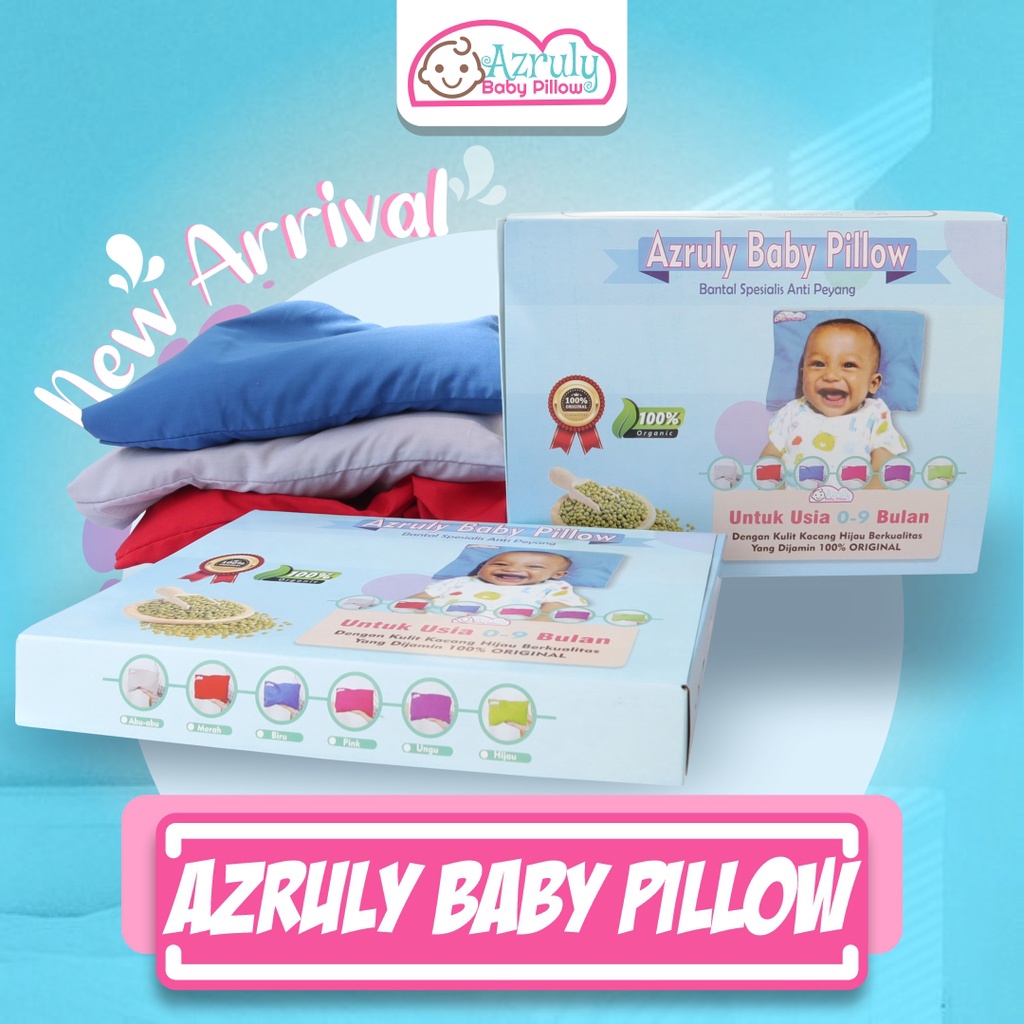 AZRULY BABY PILLOW ORIGINAL - BANTAL KESEHATAN ANTI PEYANG 100% KULIT KACANG HIJAU OPSIMOM - LOGO BORDIR