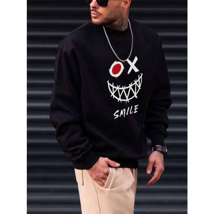 OX Smile Sweatshirt Basic II Sweater Crewneck Print DTF II Sz M - XL Anak &amp; Dewasa ( Pria &amp; Wanita )