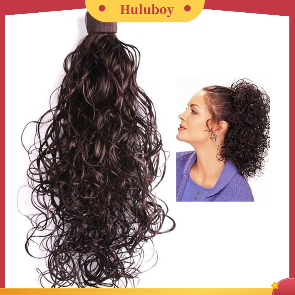 Wig Rambut Ekstensi Model Keriting Warna Solid Bahan Sintetis Untuk Wanita
