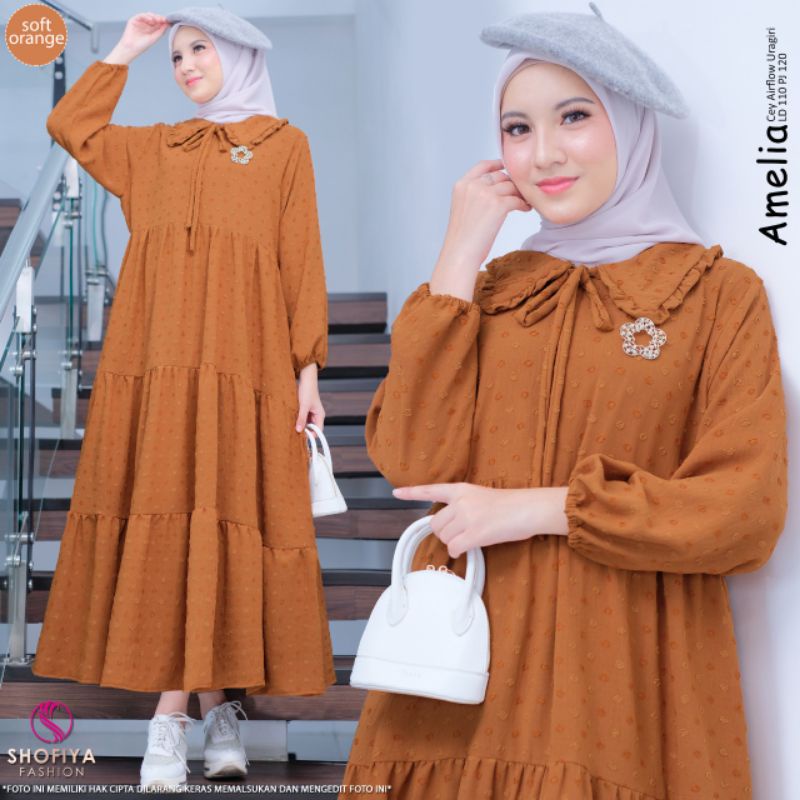 AMELIA, PUNGKY Midi Series Dress Ori by Shofiya Fashion