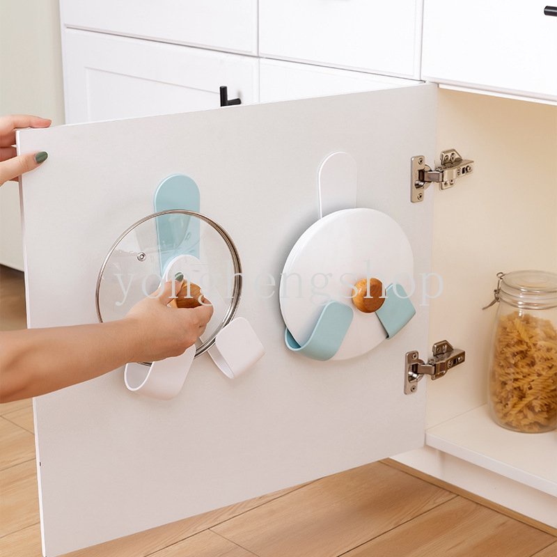 Punch Free Adjustable Tutup Panci Holder Rak Sekat Talenan Tempel Dinding Dapur Penutup Panci Organizer Hook Rak Penyimpanan