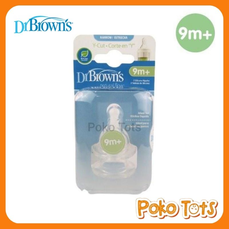 Dr. Brown's Narrow Cut-Y 9m+ Silicone Nipple 2pcs Dot Dr Browns Teat