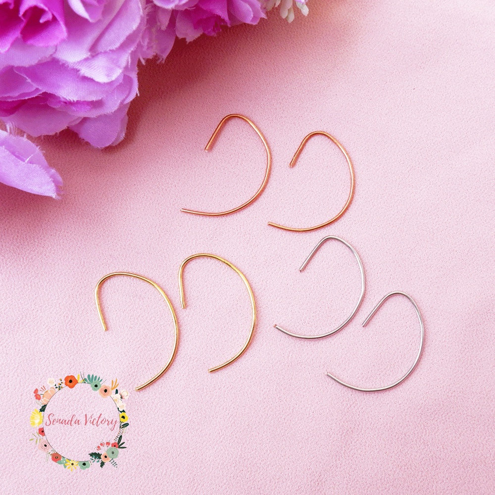 Senada Victory Anting Kawat Tembaga Anting Wanita Kekinian Aksesoris Fashion
