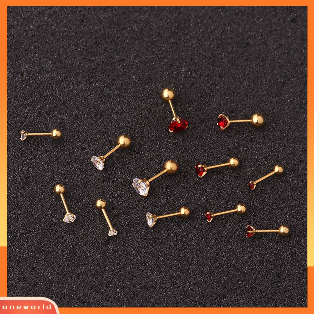 [WONE] 1pc Anting Wanita Cubic Zirconia Kecil Aksesori Perhiasan Shiny Colorful Stud Earring Untuk Belanja