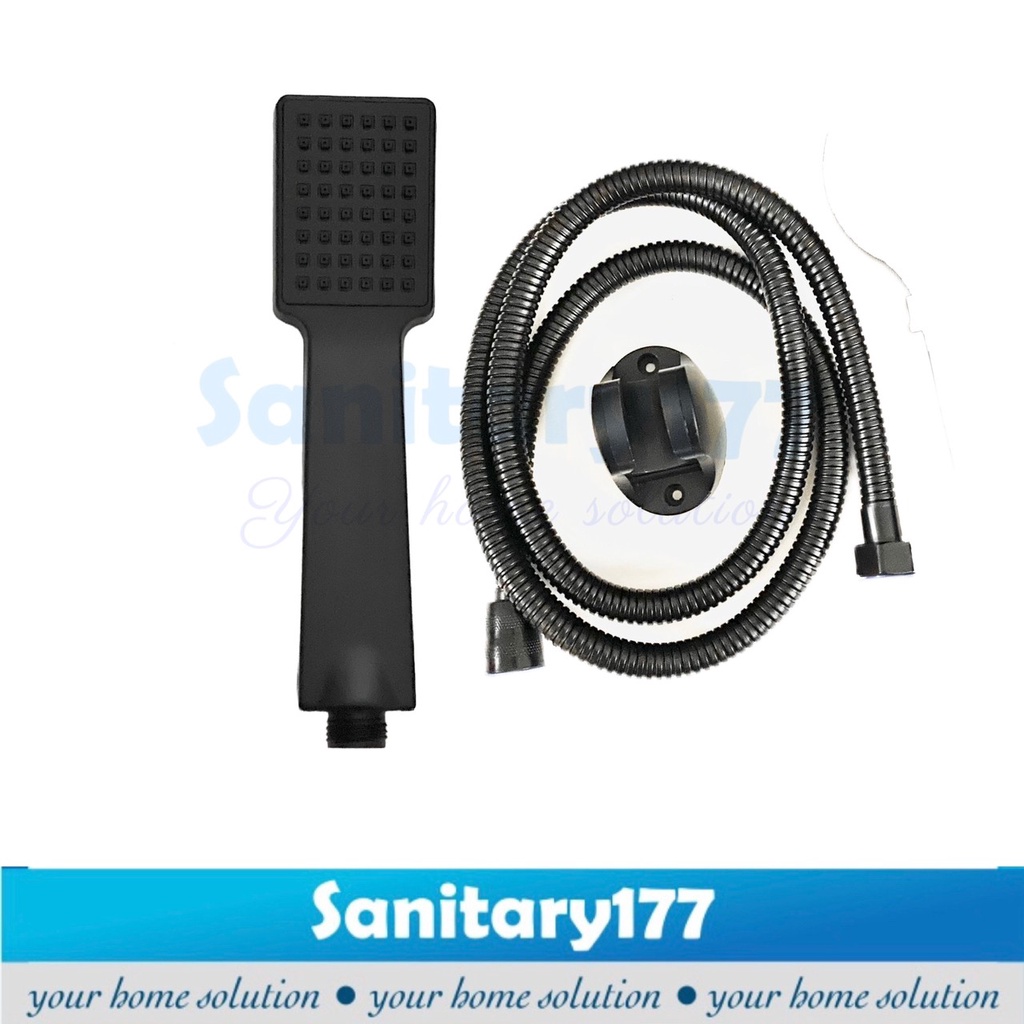 Hand Shower Mandi Set Murah KOTAK BT7P-Shower mandi Mumer Minimalis HandShower Set Mandi segiempat hitam black /J26