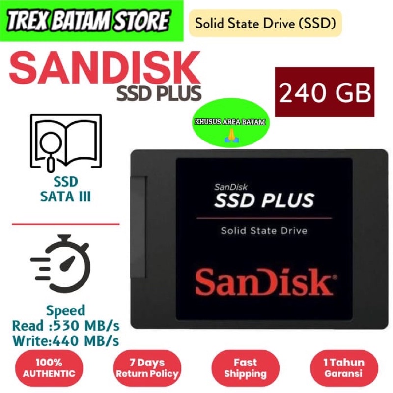 Jual Sandisk Ssd Plus 240gb Batam Shopee Indonesia 5270