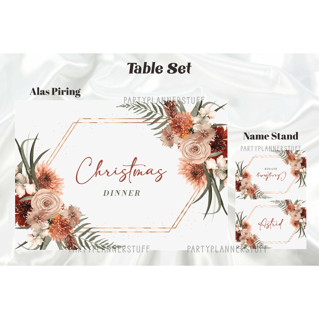 Table set christmas dinner / table decor natal / dekorasi natal / bridal shower table set / sweet se