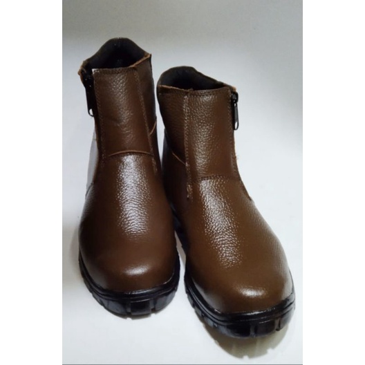 sepatu safety boot /sapatu safety pria murah /sepatu safety kulit asli sol karet ujung besi seleting