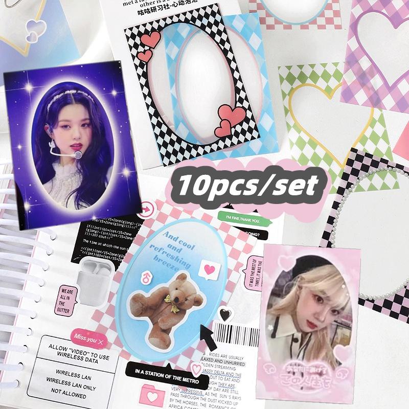 10pcs /pack Kawaii Bingkai Foto Stiker Renda Kartu Film Stiker Untuk Menghias Kartu Idola DIY Toploader Photocard Latar Belakang In Stock New Arrival LY