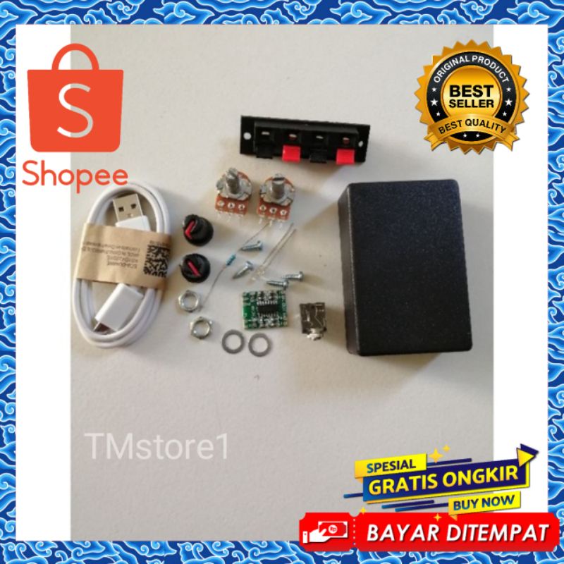 paket rakitan ampli mini 5 volt, 1 volume dan 2 volume stereo full komplit pam8403