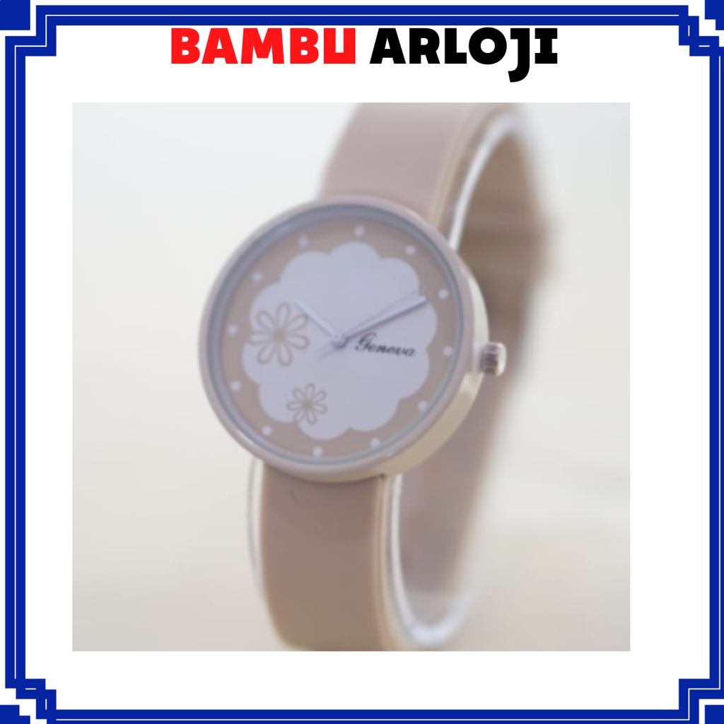 BAJ READY 7 WARNA JAM TANGAN MURAH ORIGINAL GENEVA RUBBER WANITA MOTIF BUNGA GN029 READY 7 WARNA