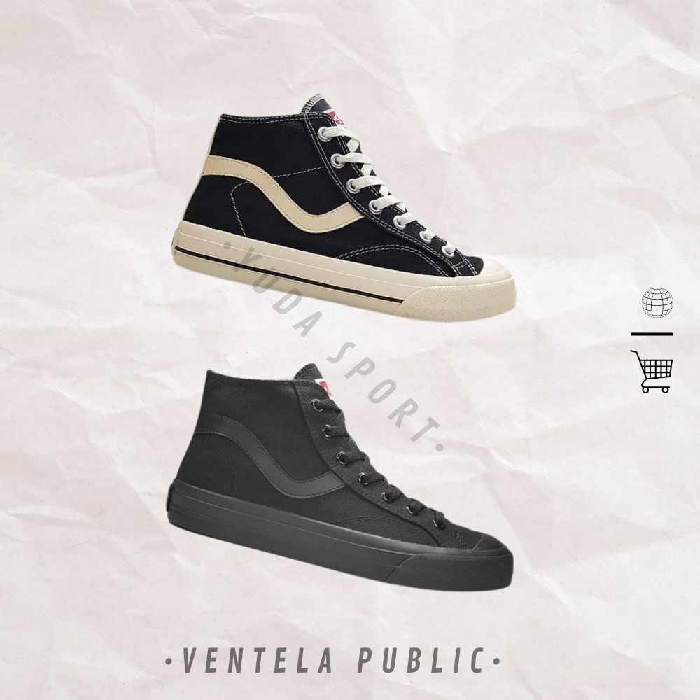 Sepatu Ventela Public High Black Natural Original Vantela
