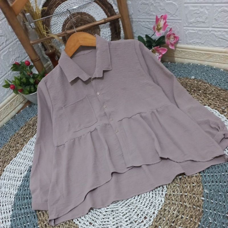 OSEAN BLOUSE CRINKLE AIRFLOW// ATASAN WANITA CRINKLE TERBARU