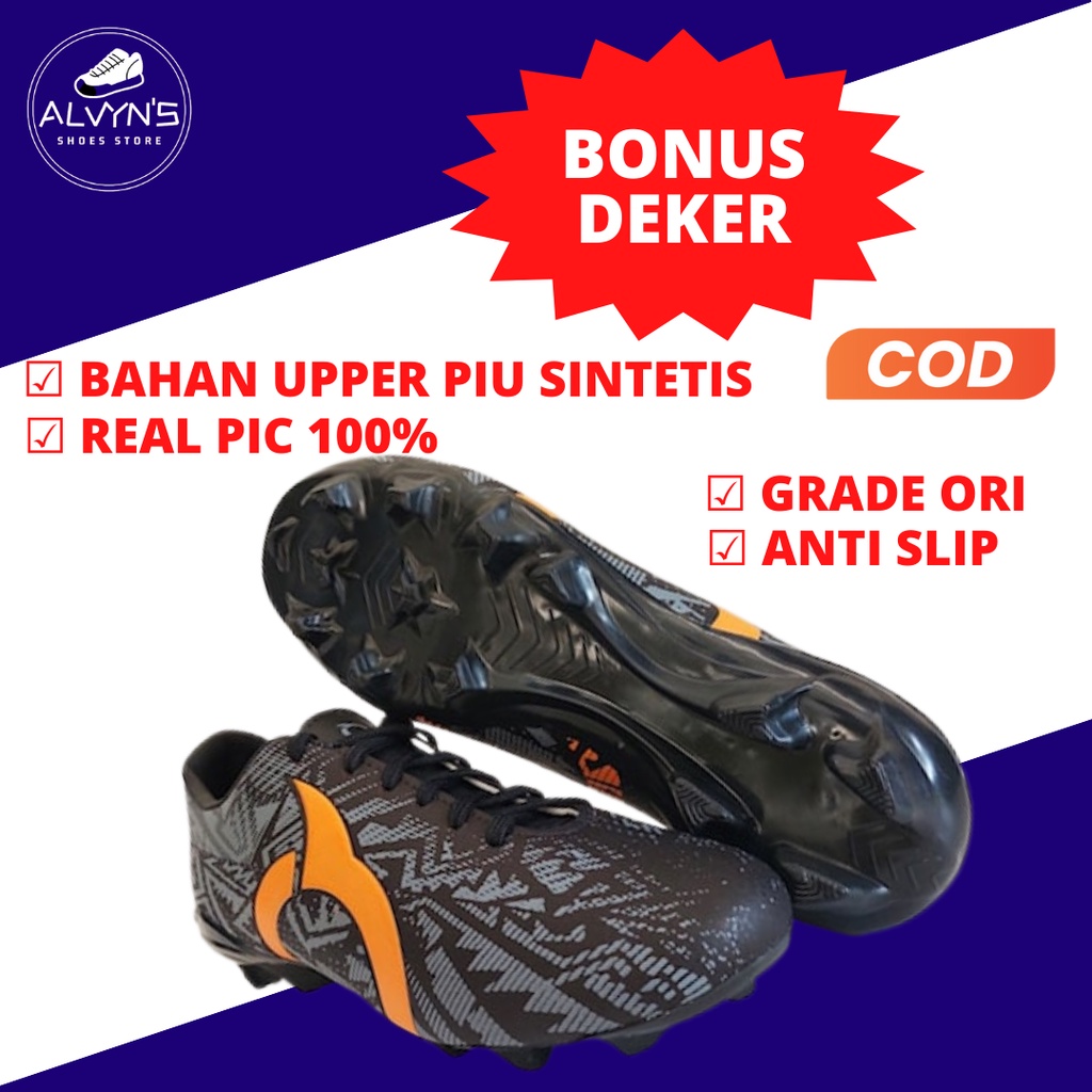 Sepatu Bola Ortuseight Hitam Orange Sol 1 Warna Premium - AZH