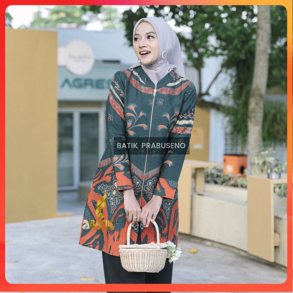 Batik Prabuseno - SORAYA Tunik Batik Wanita Lengan Panjang