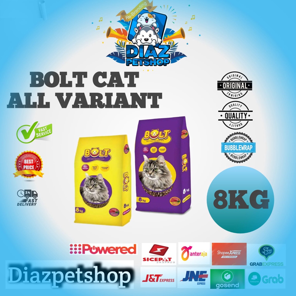 BOLT CAT 8KG ALL VARIAN / BOLT MAKANAN KUCING MURAH / BOLT CAT DONAT / BOLT CAT IKAN 8KG