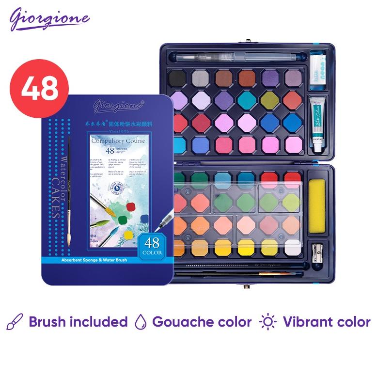 

GIORGIONE SOLID WATERCOLOR PAINT CAT AIR 12/18/24/36/48 WARNA FREE BRUSH G-900 TERLARISS...,,,,,