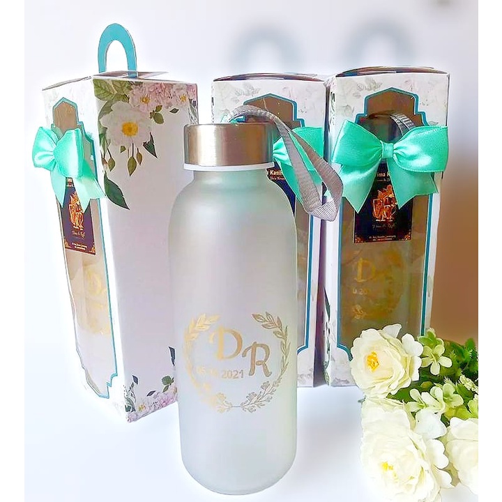 

Dus souvenir botol/thumbler 7x7x21 Ivory tosca