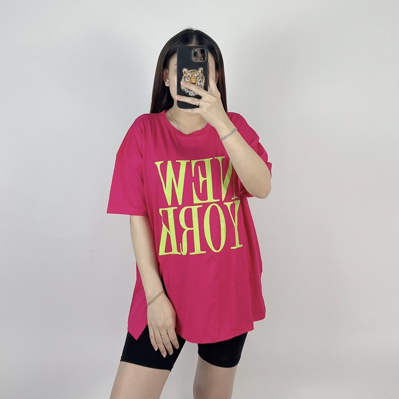 Kaos Oversize Slit NY/ Atasan Jumbo wanita