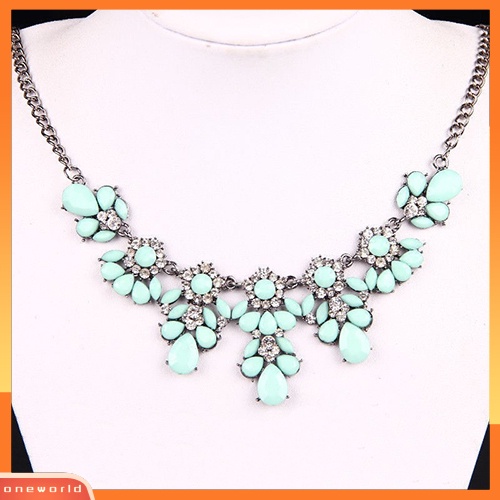 [WONE] Wanita Vintage Bohemian Bunga Bubble Bib Choker Statement Kalung Perhiasan