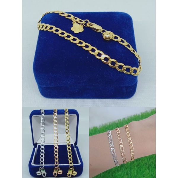 gelang perak asli silver 925 lapis emas/gelang tangan rantai sn renggang+1bel+1 bunga ukir/asli silver/fashion wanita