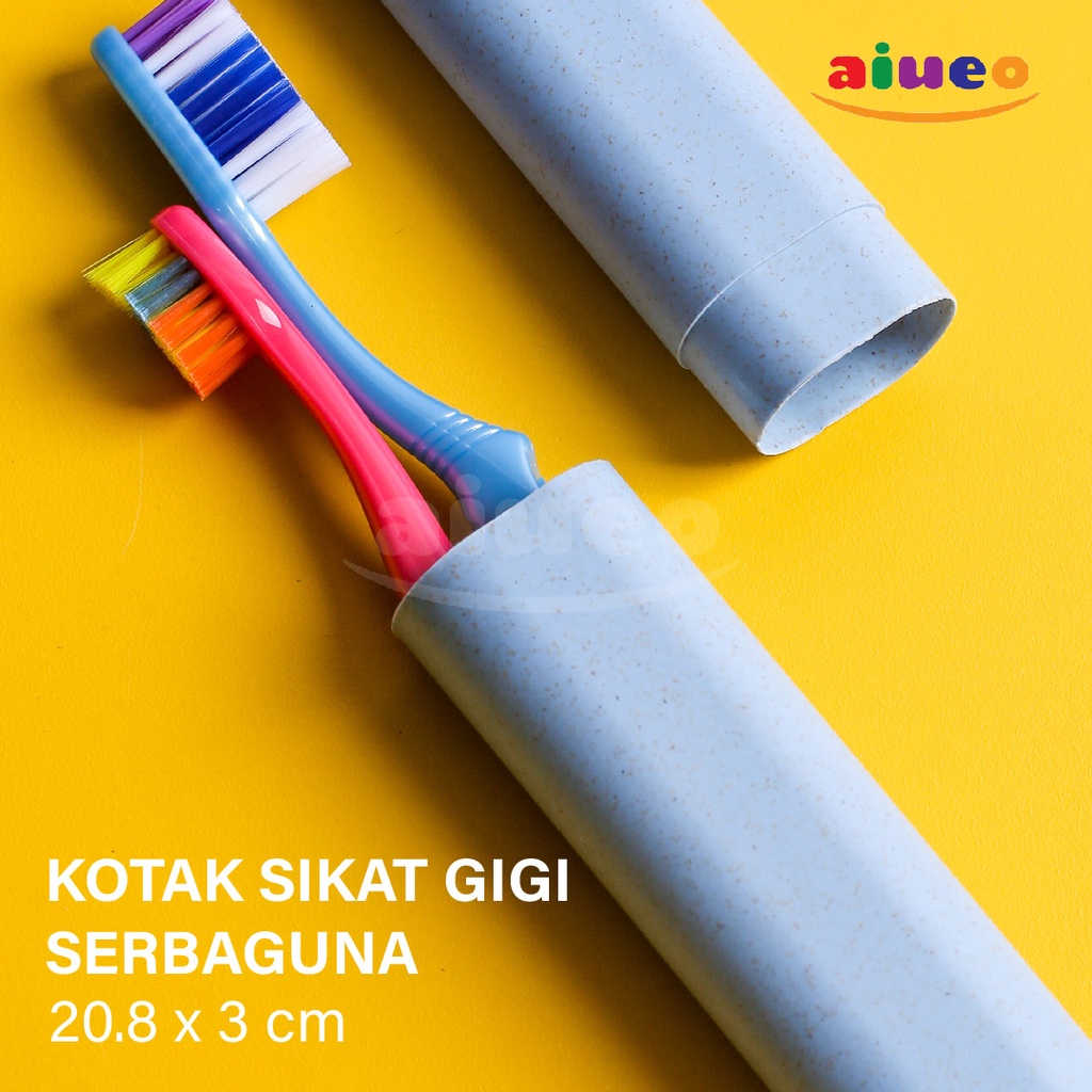 AIUEO | Kotak Sikat Gigi Travel Portable Plastik Tempat Odol Sikat Gigi Wheat Straw | Sikat gigi travelling | Kotak travelling anti pecah