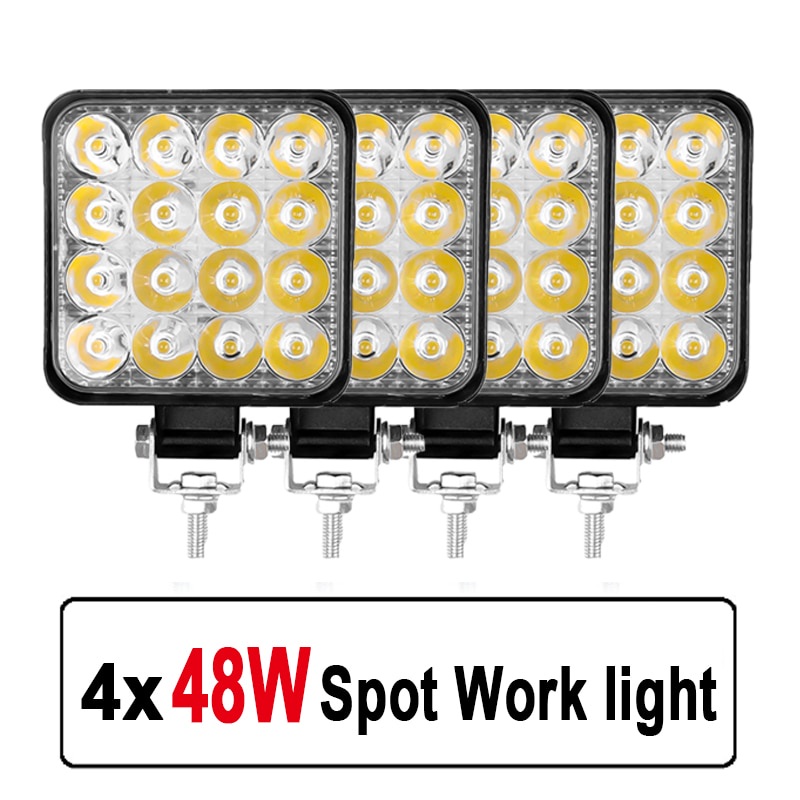 Lampu LED Sorot Tembak Worklight Mobil Motor 48 Watt 16 Titik Mata 48Watt Offroad 48W W48 12 - 24 V Kotak