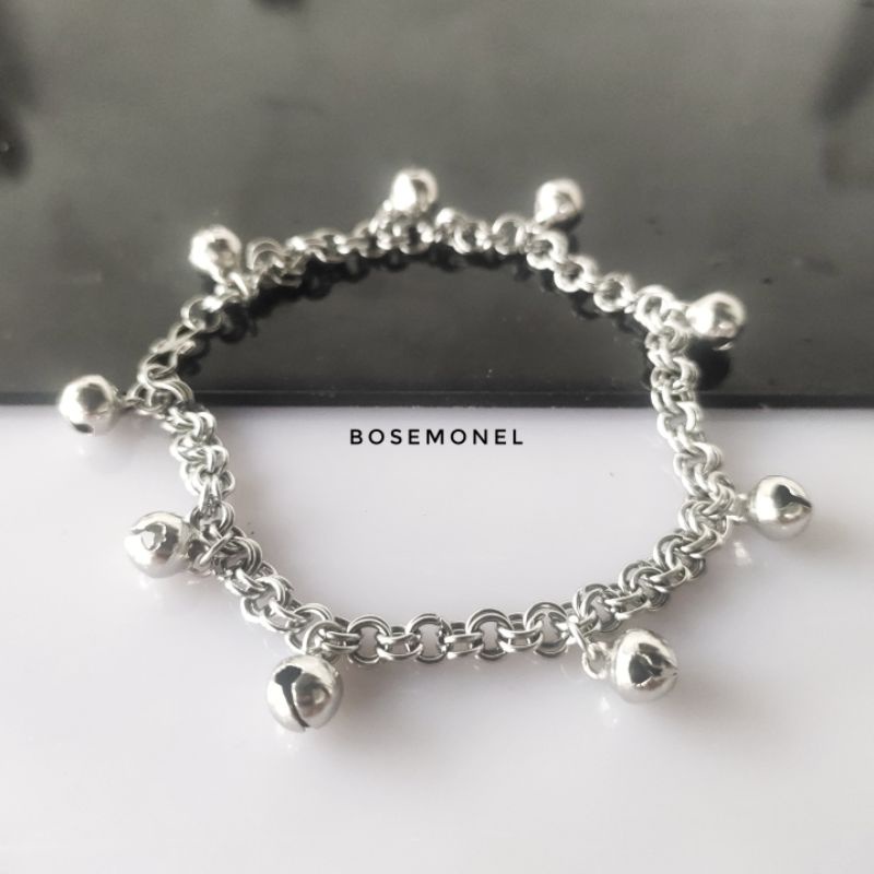 Gelang Tangan, Gelang Kaki Monel Model Keroncong/Kerincing Rantai Double