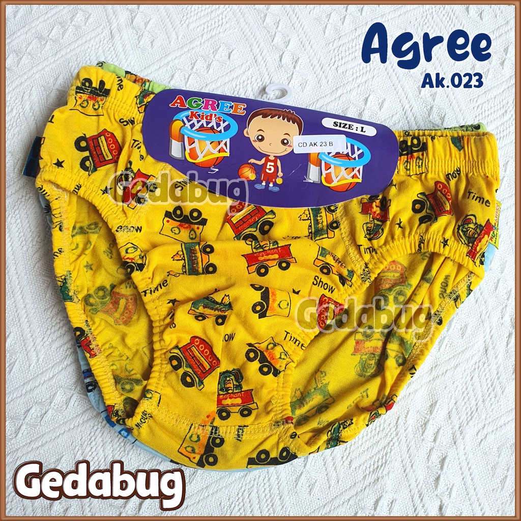 3 pcs - Celana Dalam AGREE Kids AK 23 / CD Anak Boy Warna Full Print - Cd Agree AK 023 | Gedabug