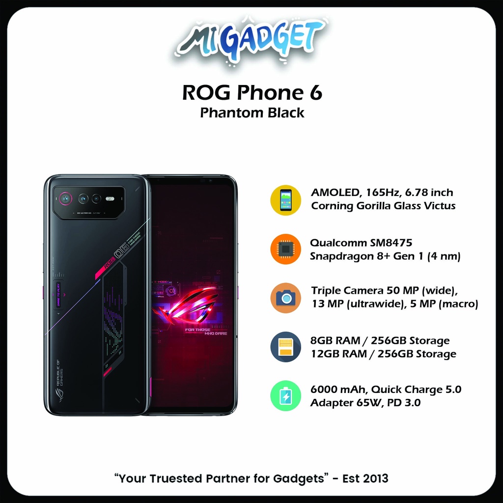 Asus ROG Phone 6 8/256 HP Gaming 165Hz RGB Lighting Garansi Resmi