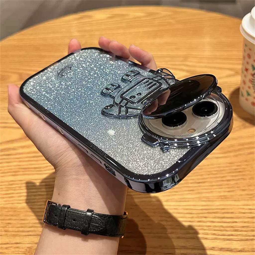 IPHONE Casing Pelindung Kamera flash Mewah Case Iphone14 Pro Max14Plus Case Iphone13 12 Pro Max11 XR Fun Ideas NASA Astronot Sepenuhnya Tertutup Shockproof Protection Soft Case