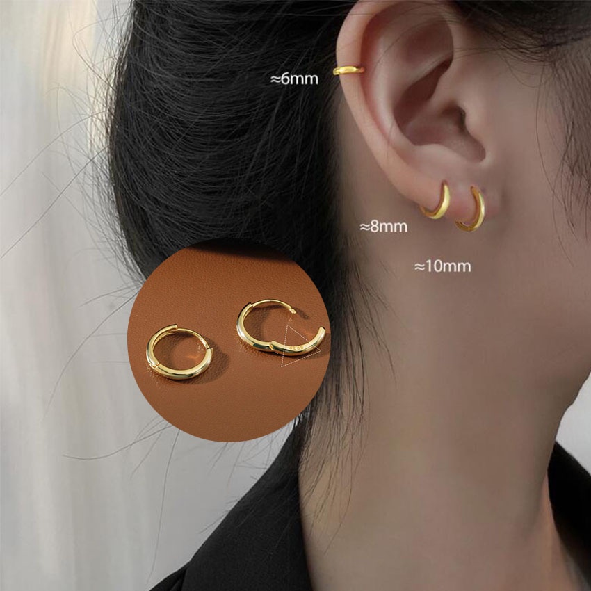 Anting Korea Emas Perak Wanita Hypoallergenic Hoop Earring Perhiasan Y2K Aksesoris