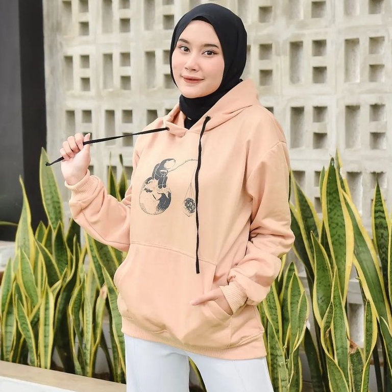 Fishing Astronot Hoodie Fashion Kekinian Remaja Bahan Fleece