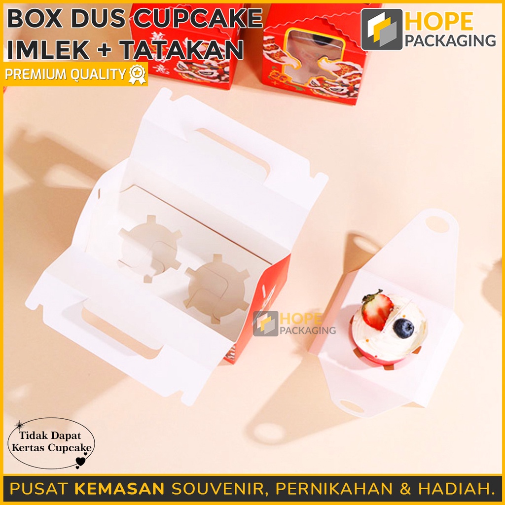 Box Imlek Tali Hampers 2 cupcake Best wishes ( Xin Hun Kuai Le ) Cookies / Gift Box Tenteng Hampers / Kotak Bingkisan