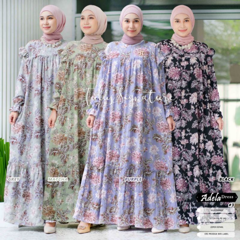 ADELA DRESS // GAMIS JUMBO WANITA // GAMIS WANITA MOTIF BUNGA // KELLY CRINCKLE JUMBO LD 130 // BUSU