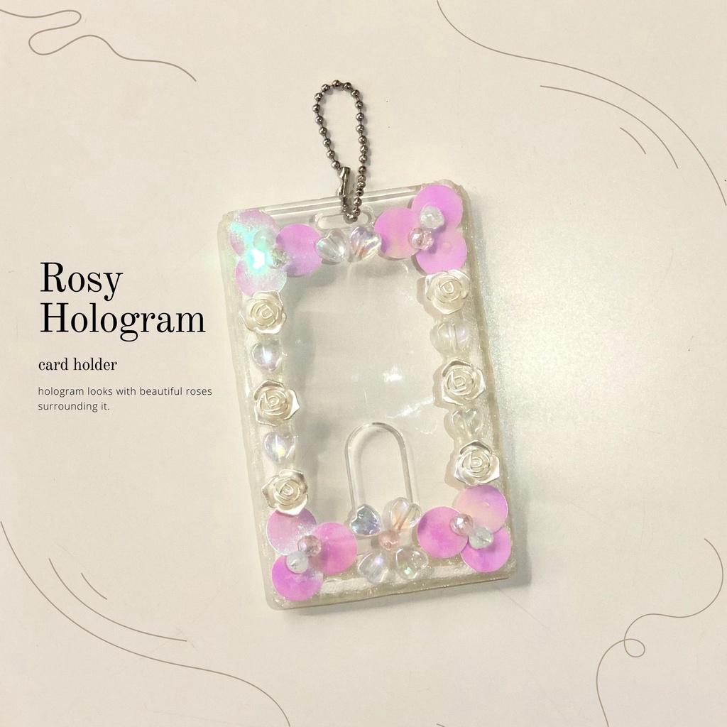 

Rosy Hologram Card Holder Acrylic | ID Card Holder | Toploader
